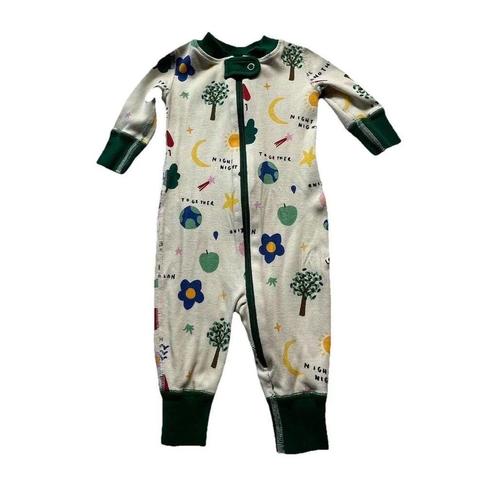 Hanna Andersson Sleeper Pajamas Infant Boys 0-3 Mo 50 Organic Cotton Zip Space